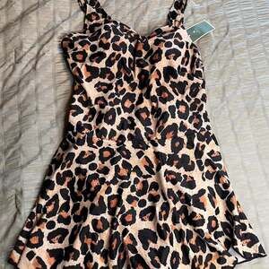 Eomenie One-Piece Swimdress with Tummy Control - Leopard Print, XL, NWT